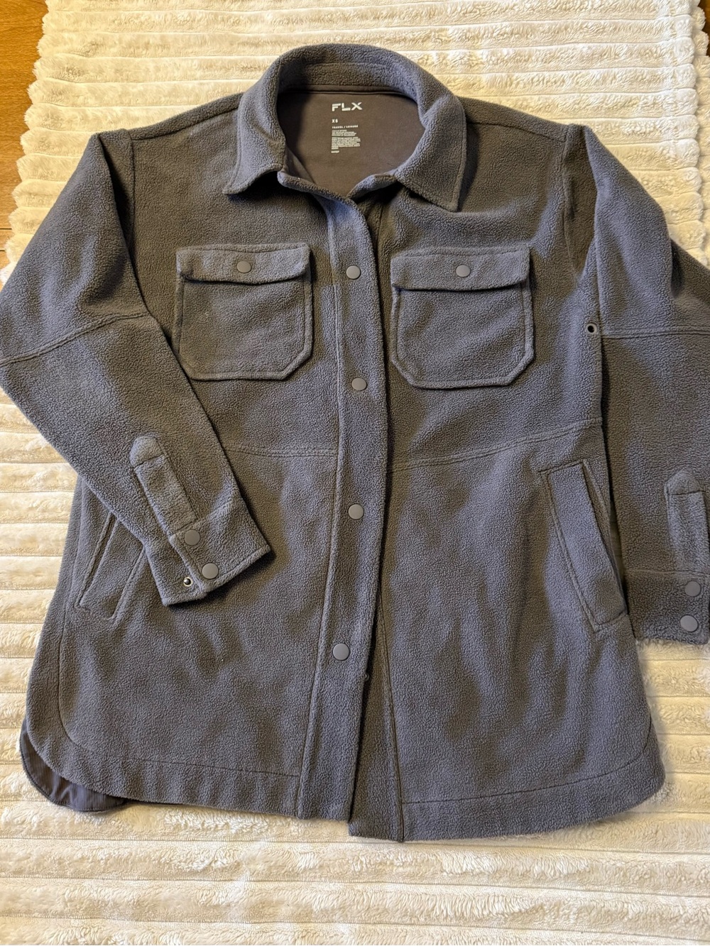 FLX Women's Gray Utility Fleece Shacket